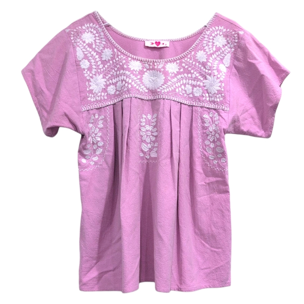 Buddy Love Lilac Pink Hand Embroidered Top Small
